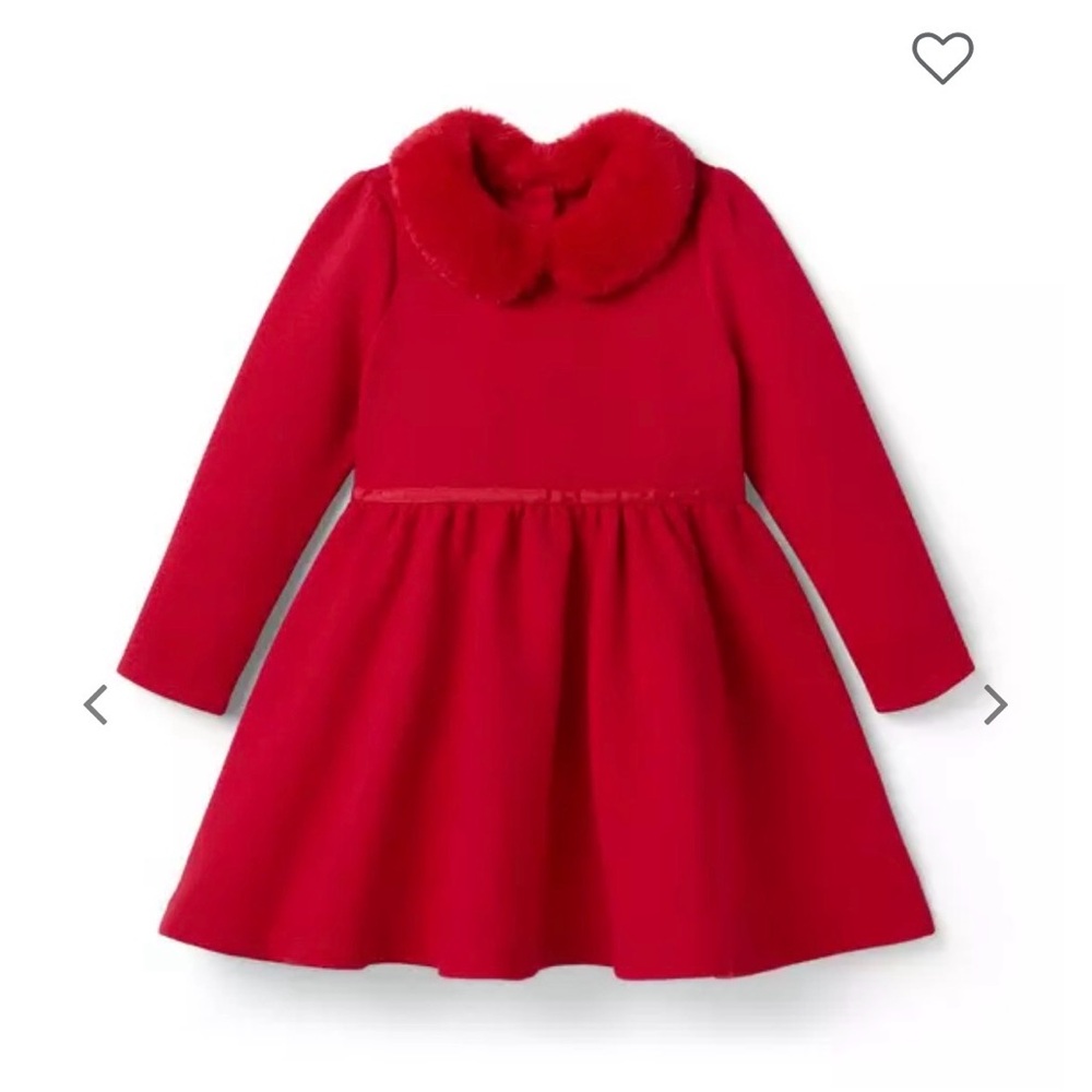 Janie and Jack Vibrant Red Dress with Faux Fur Collar - Picture 5 of 5
